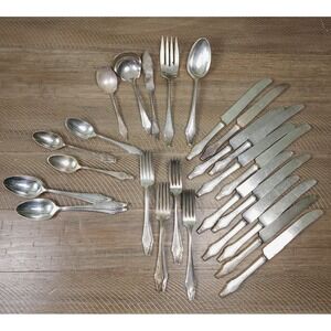 41 Piece Holmes & Edwards Hostess Silverplate Flatware G Monogram Vintage 1921